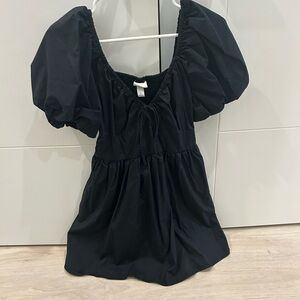 a new day Black Puff Sleeve Mini Dress